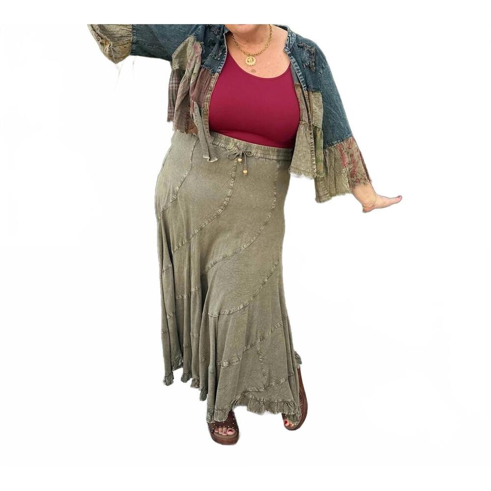NEW YOUNG THREADS boho chic tiered patchwork denim cropped shrug in blue